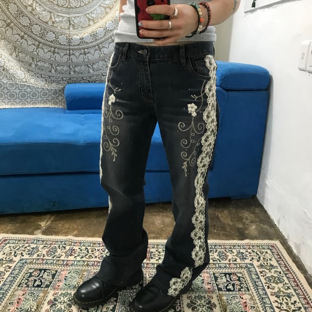 Missty crawford 빈티지 레이스 데님팬츠 (Z1570)