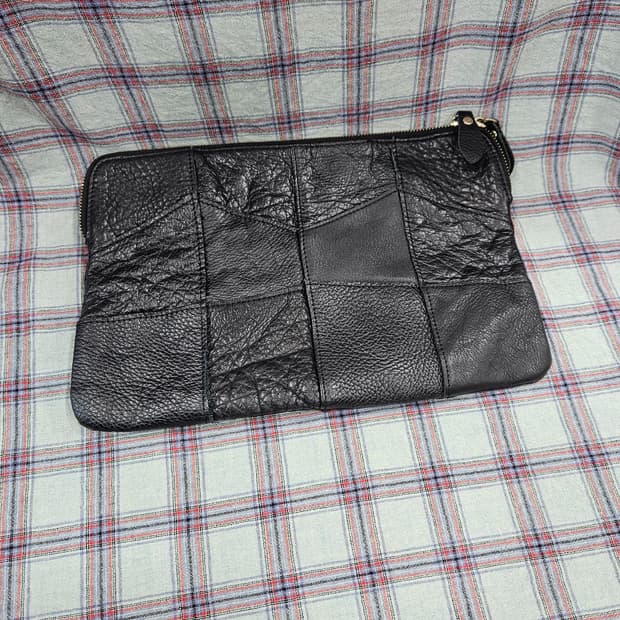 빈티치 가죽 패치워크 클러치백