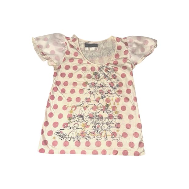 vintage pink polka dot graphic t-shirt