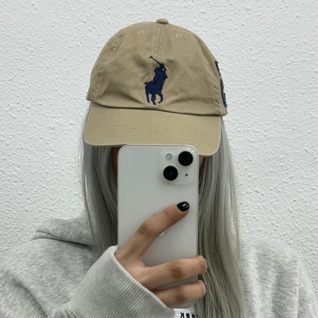 폴로 랄프로렌 네이비 빅포니 베이지 볼캡