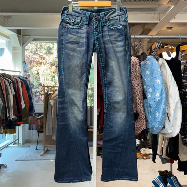 트루릴리전 블루 스티치 플레어진