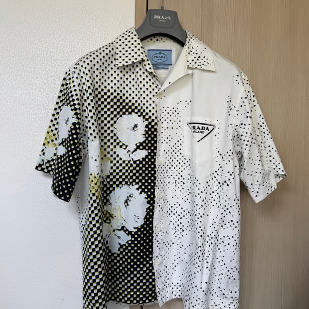 프라다 플라워 더블매치 오버셔츠
