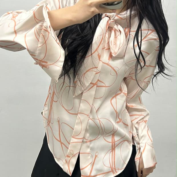 미샤 MICHAA 20년 신형 스카프 타이 블라우스