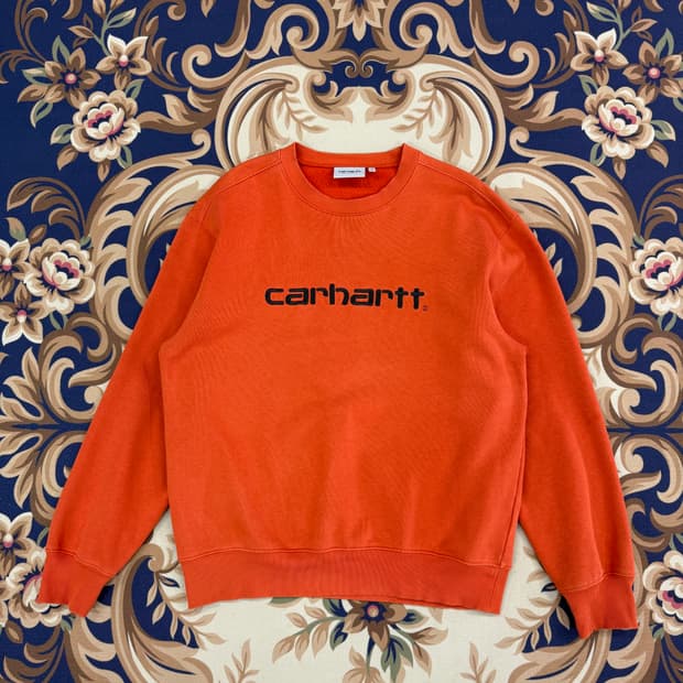 (M)칼하트 윕 Carhartt wip 스펠 아웃 맨투맨(주황색)