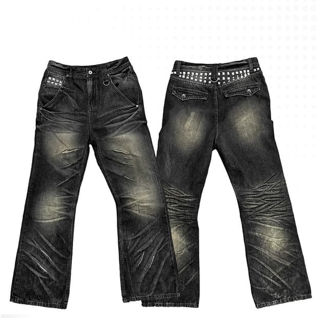 스크래치 워싱 데님 팬츠