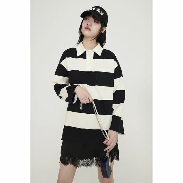 럭키슈에뜨 25 스트라이프 럭비 셔츠