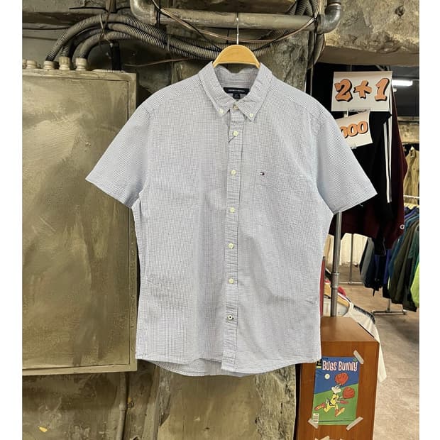 타미힐피거 포켓 반팔 셔츠 블루 L #csz3715