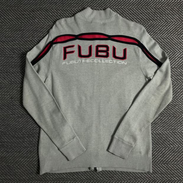 00s 후부 올드스쿨 빅로고 니트 집업o 3447