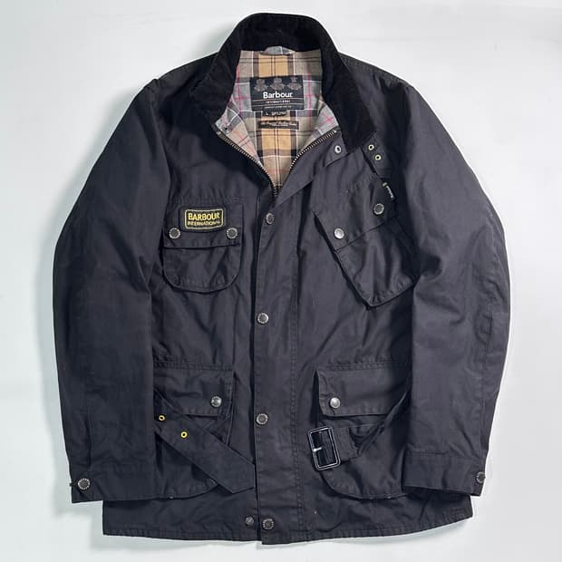 바버 인터네셔널 왁스 벨티드 자켓
