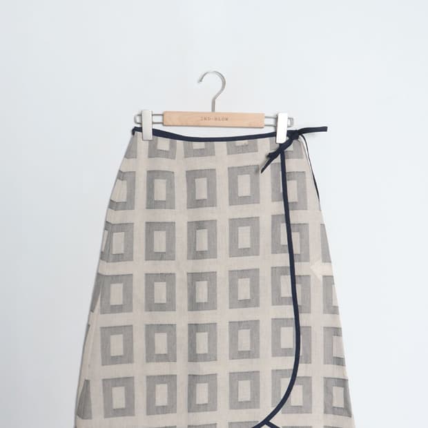 grand midi Pattern Wrap Skirt (26~27