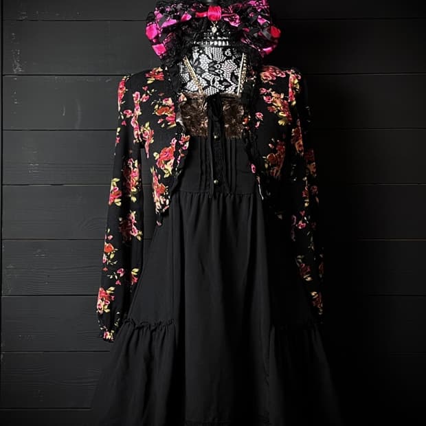 AXES FEMME 엑시즈팜 플라워 패턴 꽃무늬 퍼 리본 원피스