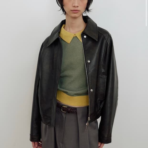 마조네 레더 자켓 브라운