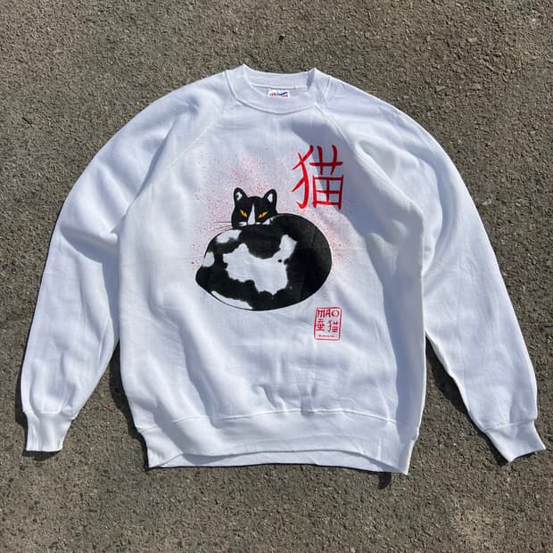 90‘s Mao(Cat) 래글런 스웻셔츠