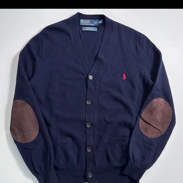 폴로 엘보우 패치 가디건 m