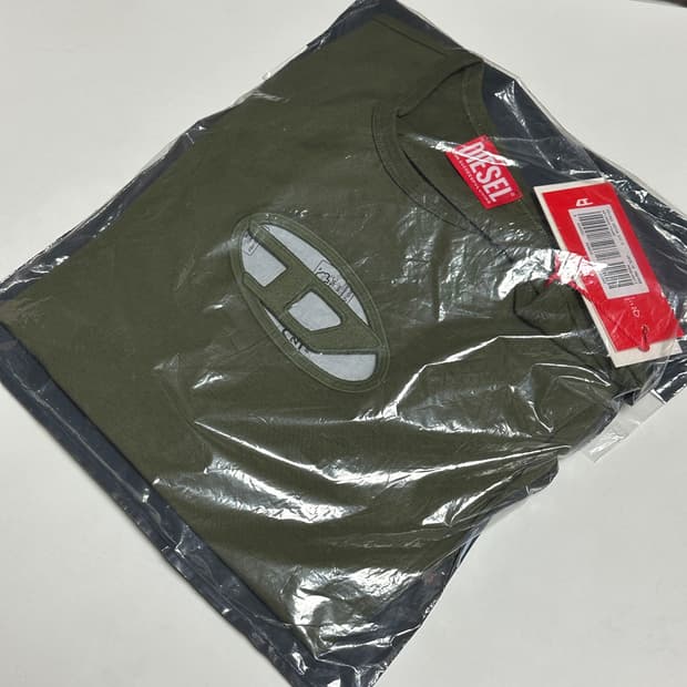 디젤 T-안지 피카부 로고 티셔츠 카키 S Diesel T-Angie