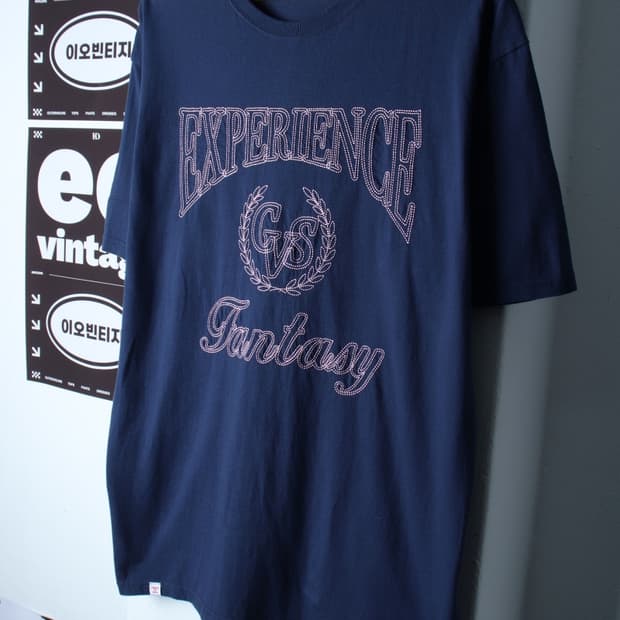 (L-XL) 카비시 반팔 티셔츠 빅로고 스티치 네이비 스트릿-H34508