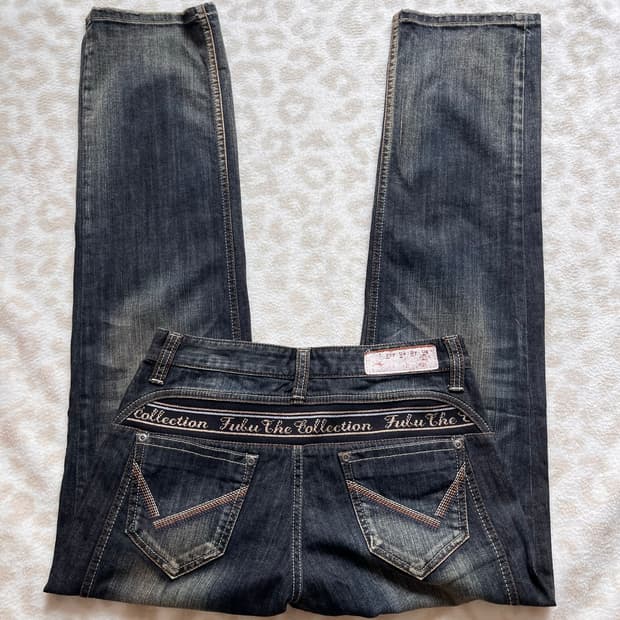 FUBU Gold lettering washed denim