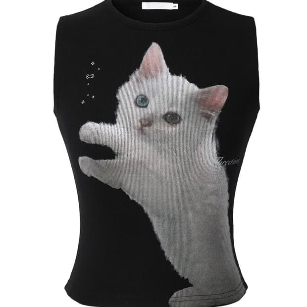 쓰리타임즈 Meow tank top