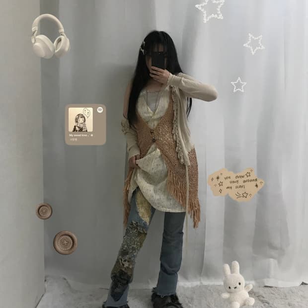 Hippie grunge look style set