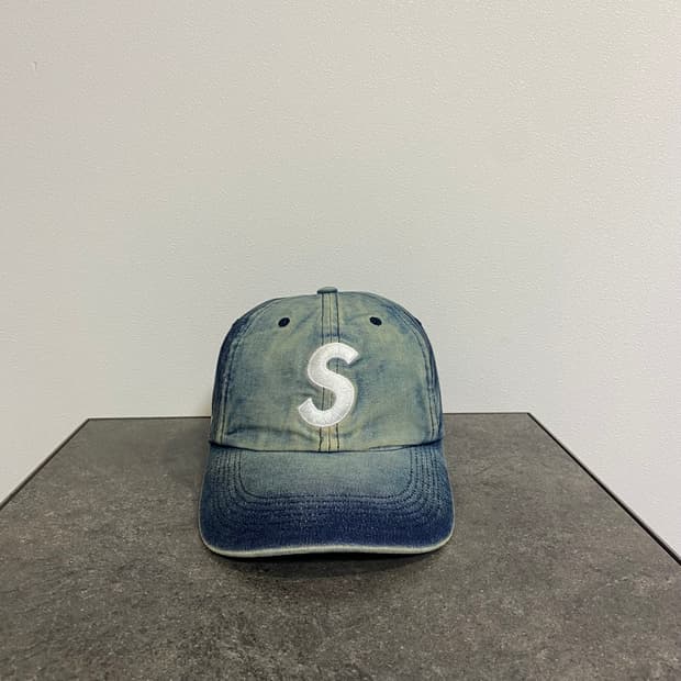(OS) 슈프림 S로고 볼캡 모자 워시드 더티 데님