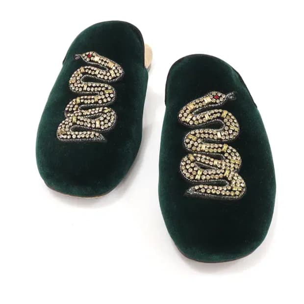 구찌 472161 벨벳 로렌스 이브닝 여성 뮬 슬리퍼 CO76742GU