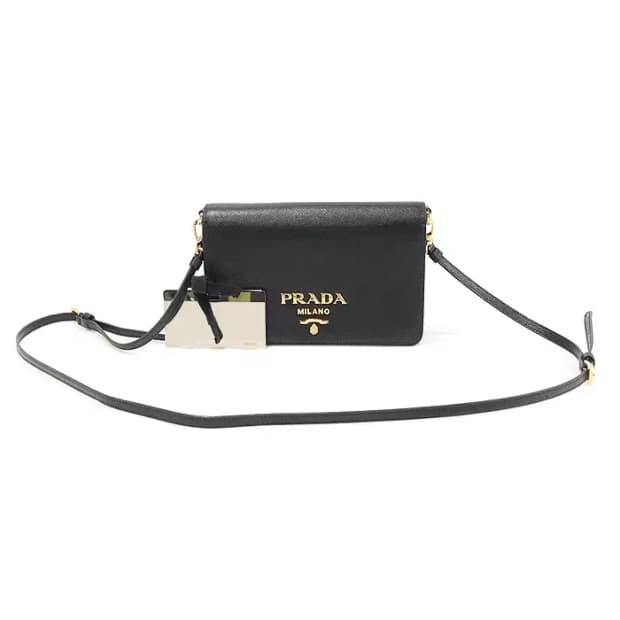 프라다 1BP019 블랙 사피아노 금장 미니 크로스백 CO56979PR