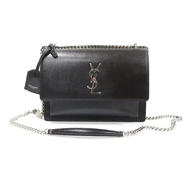 생로랑 442906 블랙 은장 체인 선셋 미듐 숄더백 EP82592YSL