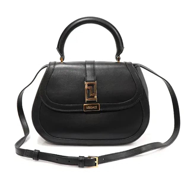 베르사체 1012105 블랙 카프스킨 금장 탑핸들 CO77091VE