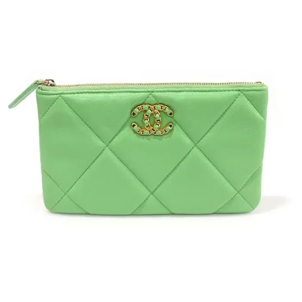 샤넬 AP1059 그린 고트스킨 금장 19 스몰 파우치 40515CHC