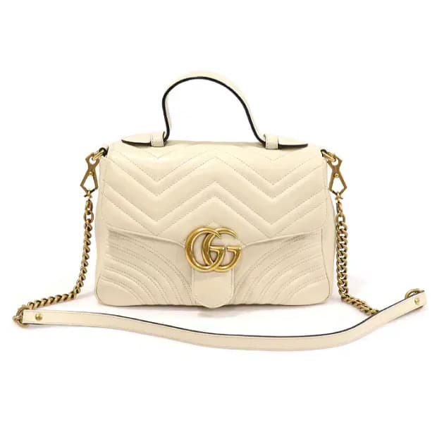 구찌 498110 GG 금장 체인 마몽 탑핸들 스몰 EP74761GU