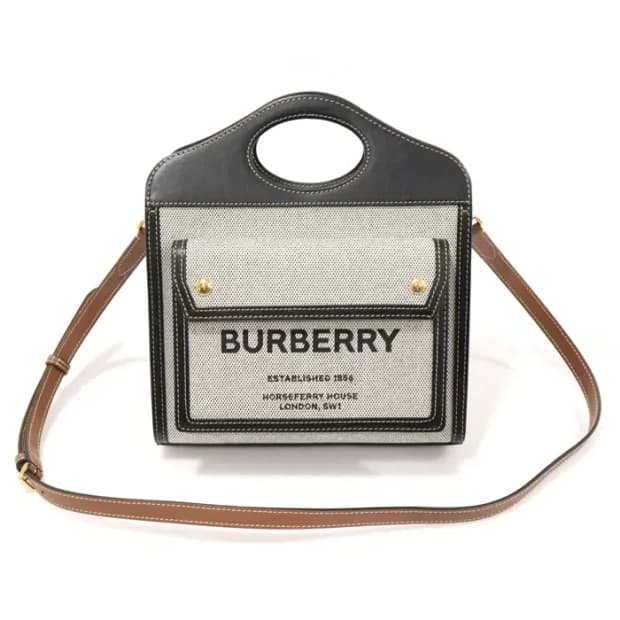 버버리 80324371 투톤 캔버스 미니 포켓 토트 EP82579BU