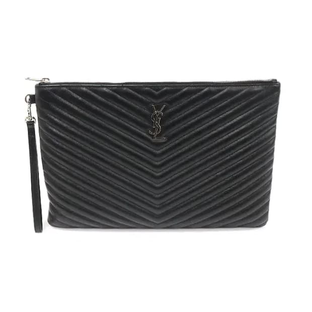 생로랑 440222 블랙 다큐먼트 홀더 스트랩 클러치 EP34483YSL