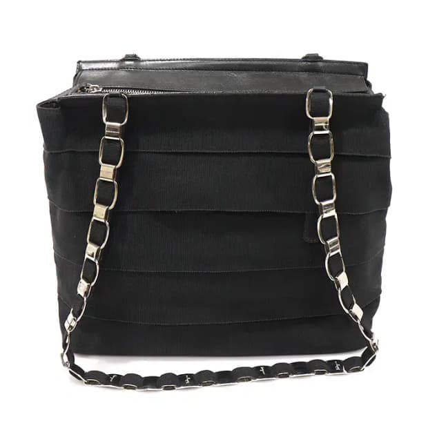 페라가모 21 6690 블랙 패브릭 바라 체인 숄더백 EP19195FE