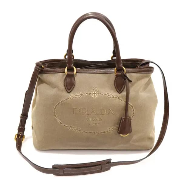 프라다 1BA579 브라운 자카드 레더 카나파 로고 EP19289PR