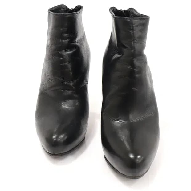프라다 블랙 레더 지퍼 여성 앵클 부츠 35 CO36187PR