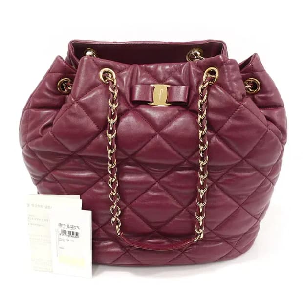 페라가모  21 E974 버건디 나파 퀄팅 버킷 숄더백 EP84110FE