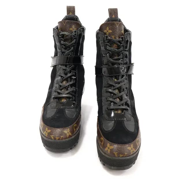 루이비통 블랙 스웨이드 모노그램 데저트 여성 앵클 부츠 CO38795LV