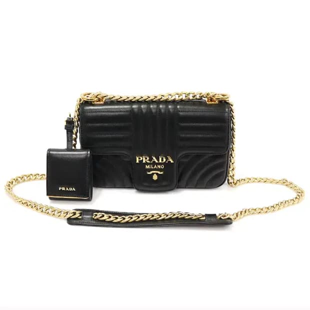 프라다 1BD107 블랙 다이어그램 스몰 체인 숄더백 EP32337PR