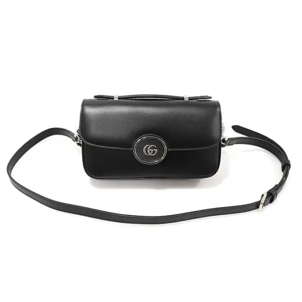구찌 739722 블랙 레더 쁘띠 GG 미니 탑핸들 EP98509GU
