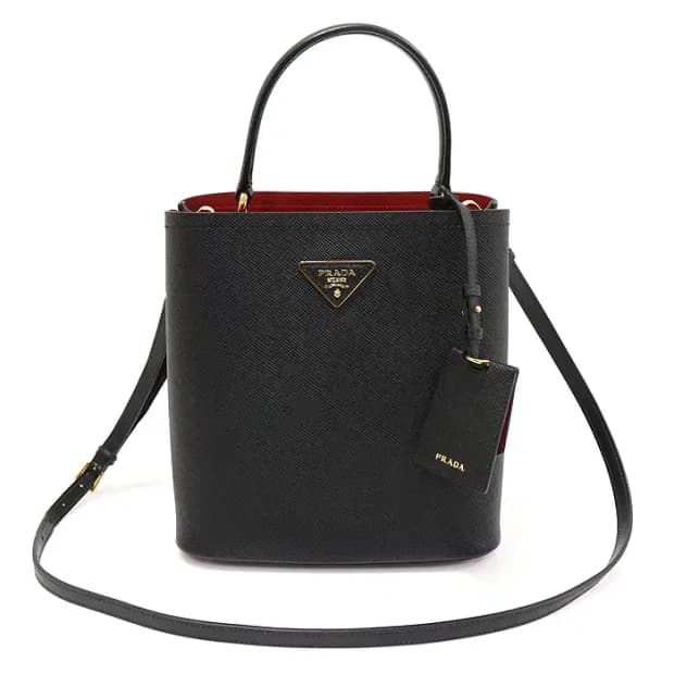 프라다 1BA212 블랙 사피아노 뀌르 파니에 미디움 EP14064PR