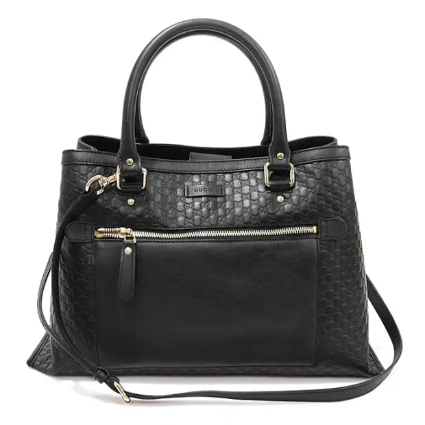 구찌 510291 블랙 마이크로시마 레더 금장 토트 EP54509GU