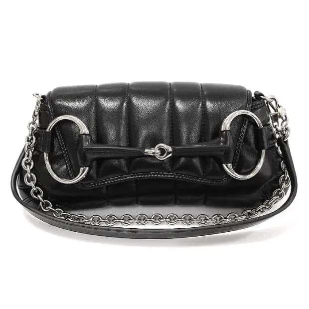 구찌 764339 블랙 퀄티드 맥시 홀스빗 체인 스몰 EP63997GU