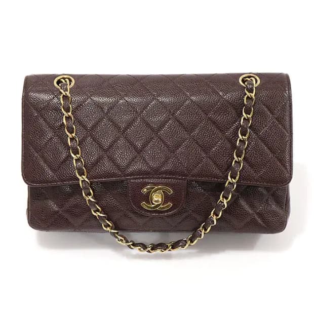 샤넬 A01112 버건디 캐비어 클래식 미듐 숄더백 EP31764CH