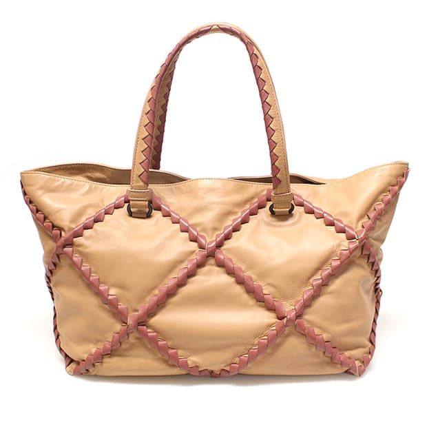 보테가베네타 베이지 카프스킨 쇼퍼 숄더백