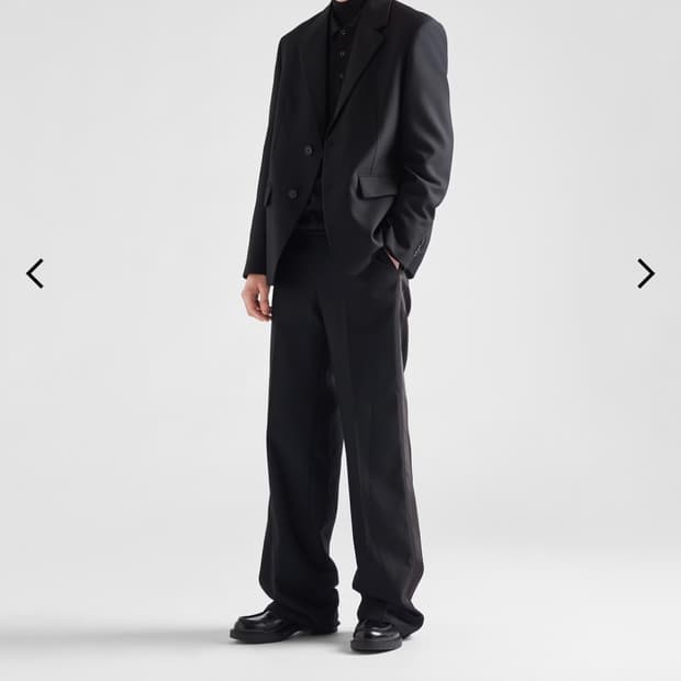 프라다 / 싱글 브레스티드 울 모헤어 자켓 블랙 / 50R