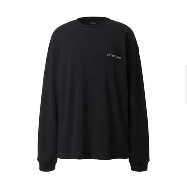 threetimes 쓰리타임즈 코지 와플 탑 블랙