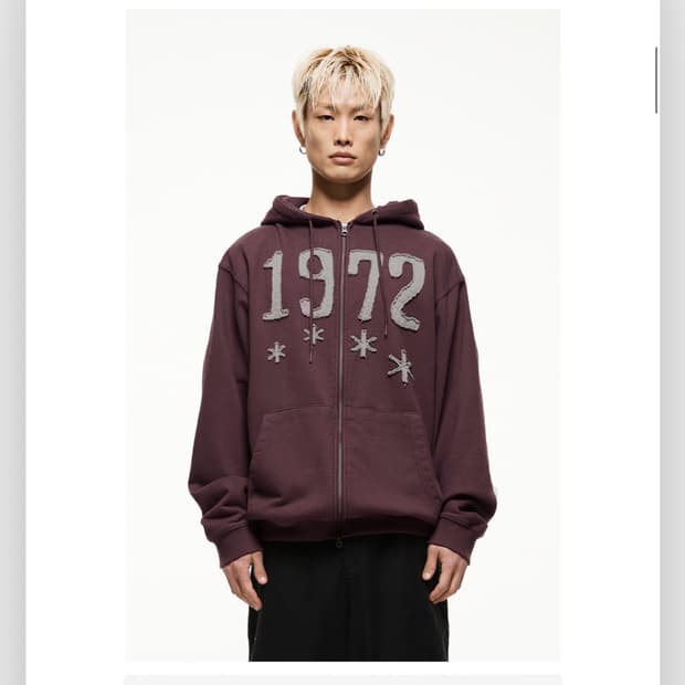 더콜디스트모먼트 1972 후드집업 버건디 와인