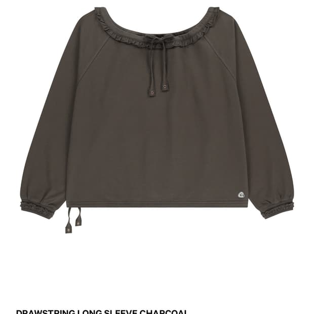 Coyseio DRAWSTRING LONG SLEEVE CHARCOAL1