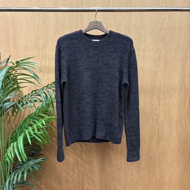 아크네 스튜디오 라운드넥 긴팔 니트 멜란지 패턴 디테일 브라운 네이비