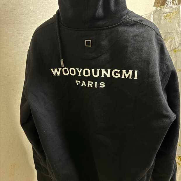 우영미 백로고 후드티 블랙 46사이즈